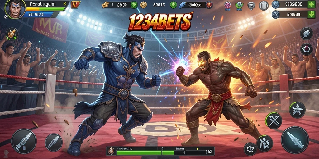 Tampilan game Fighting yang mendebarkan dalam 1234BETS.