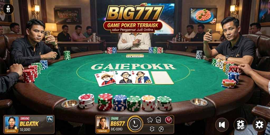 Tampilan gameplay seru dari aplikasi Poker BIG777.
