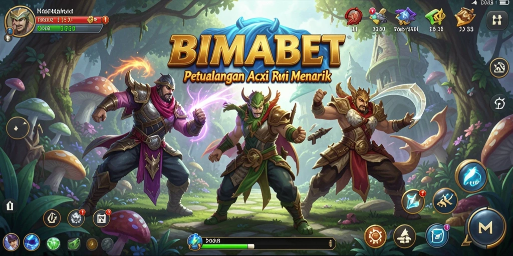 Tangkapan layar gameplay BIMABET yang menunjukkan pertempuran seru di dunia fantasi.