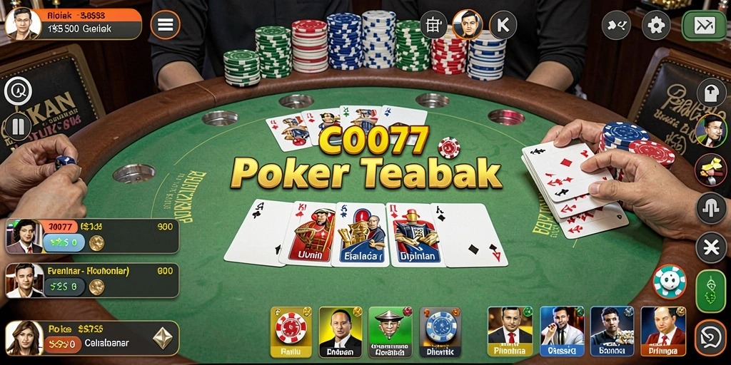 Tampilan screenshot gameplay C0077 yang menarik dengan suasana Poker yang mendebarkan.