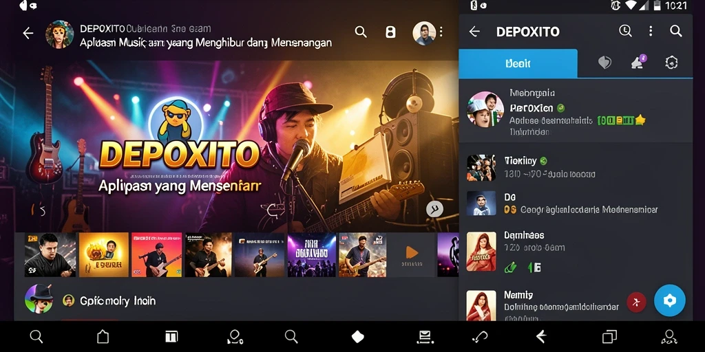 Tampilan utama gameplay DEPOXITO dengan suasana musik yang energik.