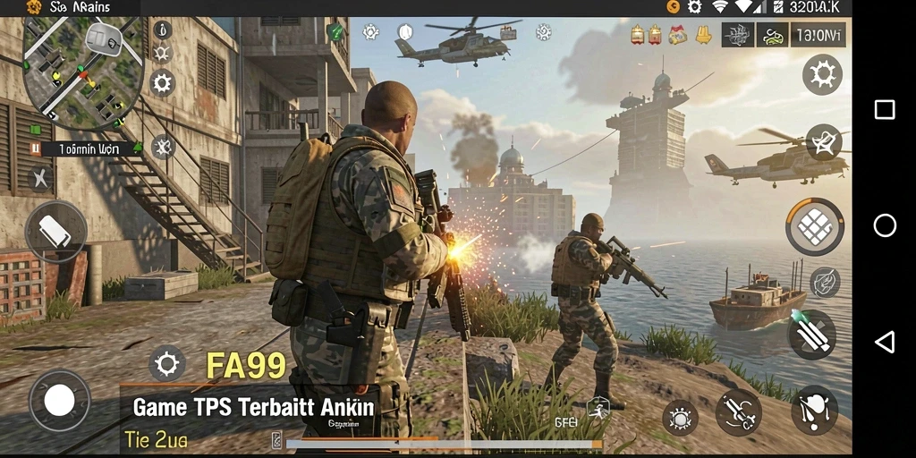 Tampilan gameplay FA99 yang mendebarkan dalam pertempuran TPS.