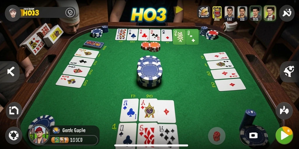 Screenshot HO3 menampilkan gameplay Gaple yang seru dan interaktif.