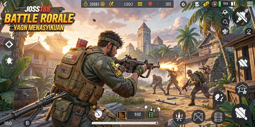Gameplay seru dan intens dalam JOSS188, pertempuran tanpa henti.