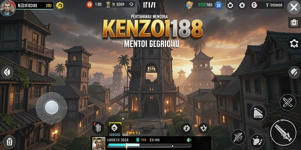 Gameplay KENZO188 menampilkan menara yang strategis dan gelombang musuh.