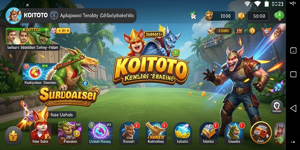 Tampilan utama aplikasi KOITOTO dengan berbagai fitur utilitas.