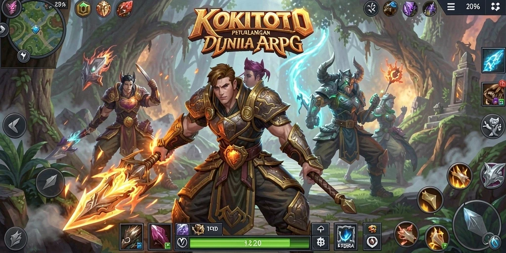 Screenshot KOKITOTO menampilkan aksi pertarungan seru dalam dunia fantasi.