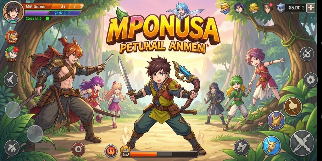 Screenshot gameplay MPONUSA yang menampilkan aksi seru karakter Anime.