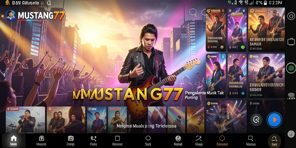 Tampilan gameplay MUSTANG77 dengan pemain menikmati musik dan tantangan.