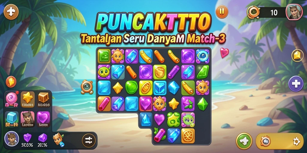 Screenshot gameplay PUNCAKTOTO menampilkan keseruan mencocokkan objek.