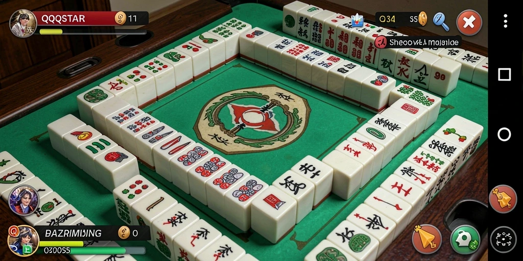 Screenshot QQSTAR menampilkan gameplay Mahjong yang menarik dan menantang.