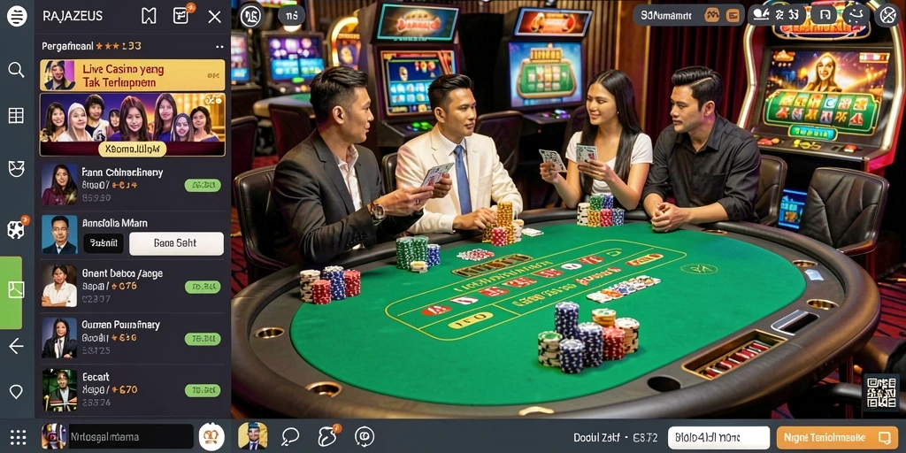 Tampilan menarik gameplay RAJAZEUS dalam Live Casino.