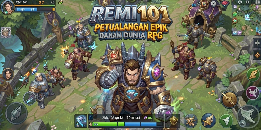 Screenshot gameplay REMI101 menampilkan pertarungan epik dan eksplorasi dunia fantastis.