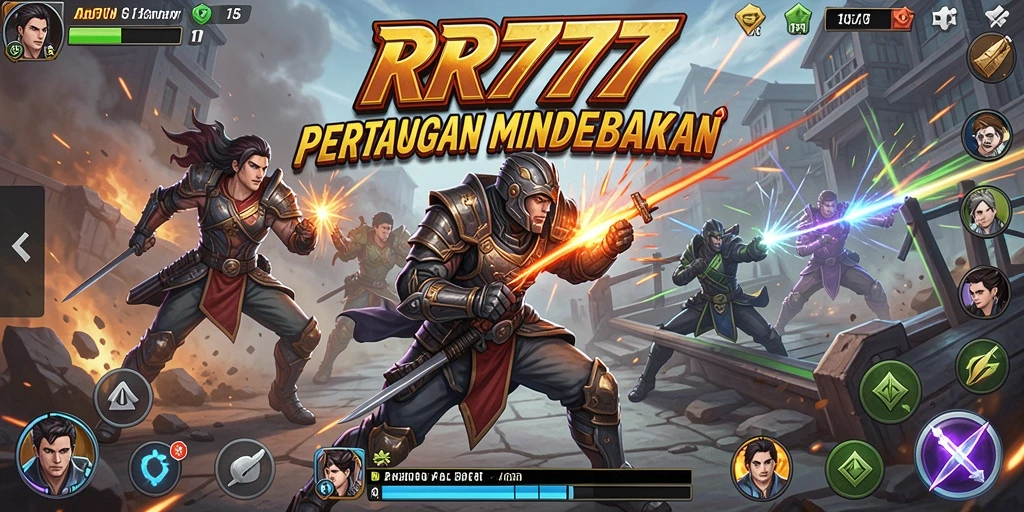 Screenshot RR777 menampilkan aksi pertarungan yang mendebarkan dan karakter yang beragam.