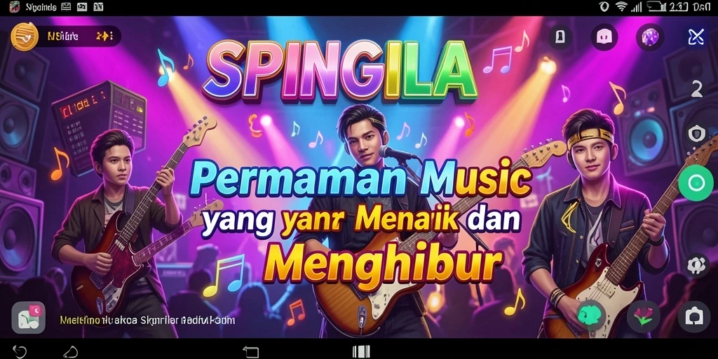 Screenshot utama SPINGILA menampilkan gameplay musik yang seru.