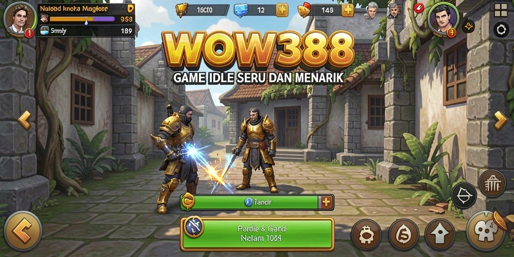 Screenshot gameplay WOW388 menampilkan karakter yang bekerja otomatis.