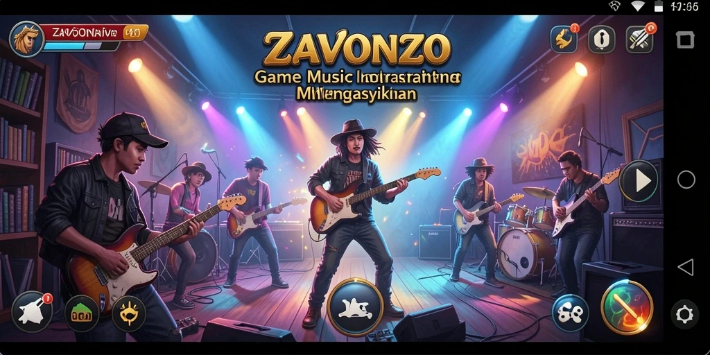 Tampilan interaktif gameplay ZAVONZO yang penuh warna.