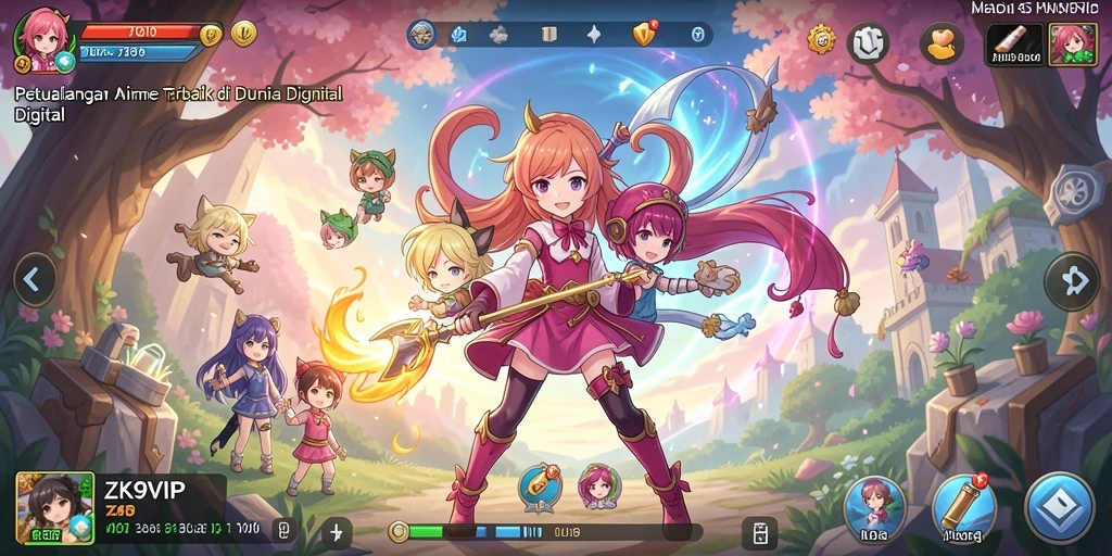 Screenshot gameplay ZK9VIP menampilkan karakter anime yang menawan.